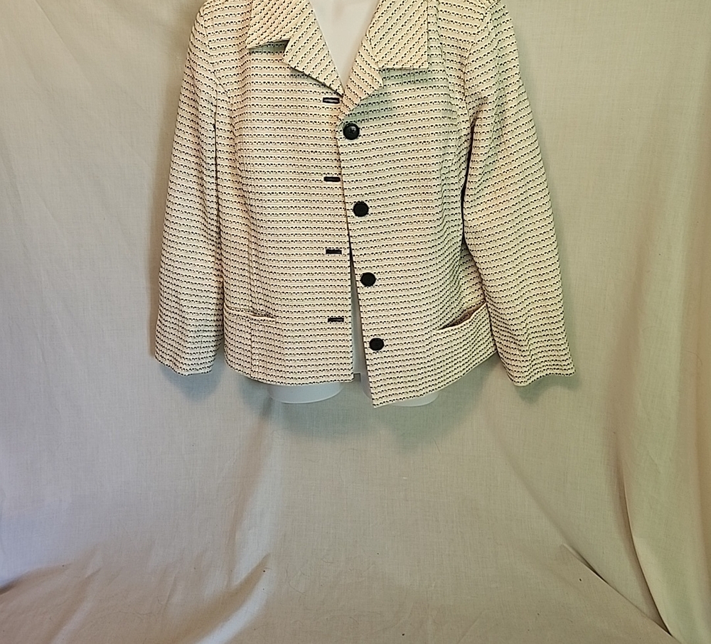 Chico's Cream Textured Button-Front Jacket